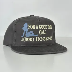 FOR A GOOD TIME CALL 1800 Charcoal Gray Strapback 5 Panel Low Profile Style Dad Hat Cap Funny Custom Embroidery