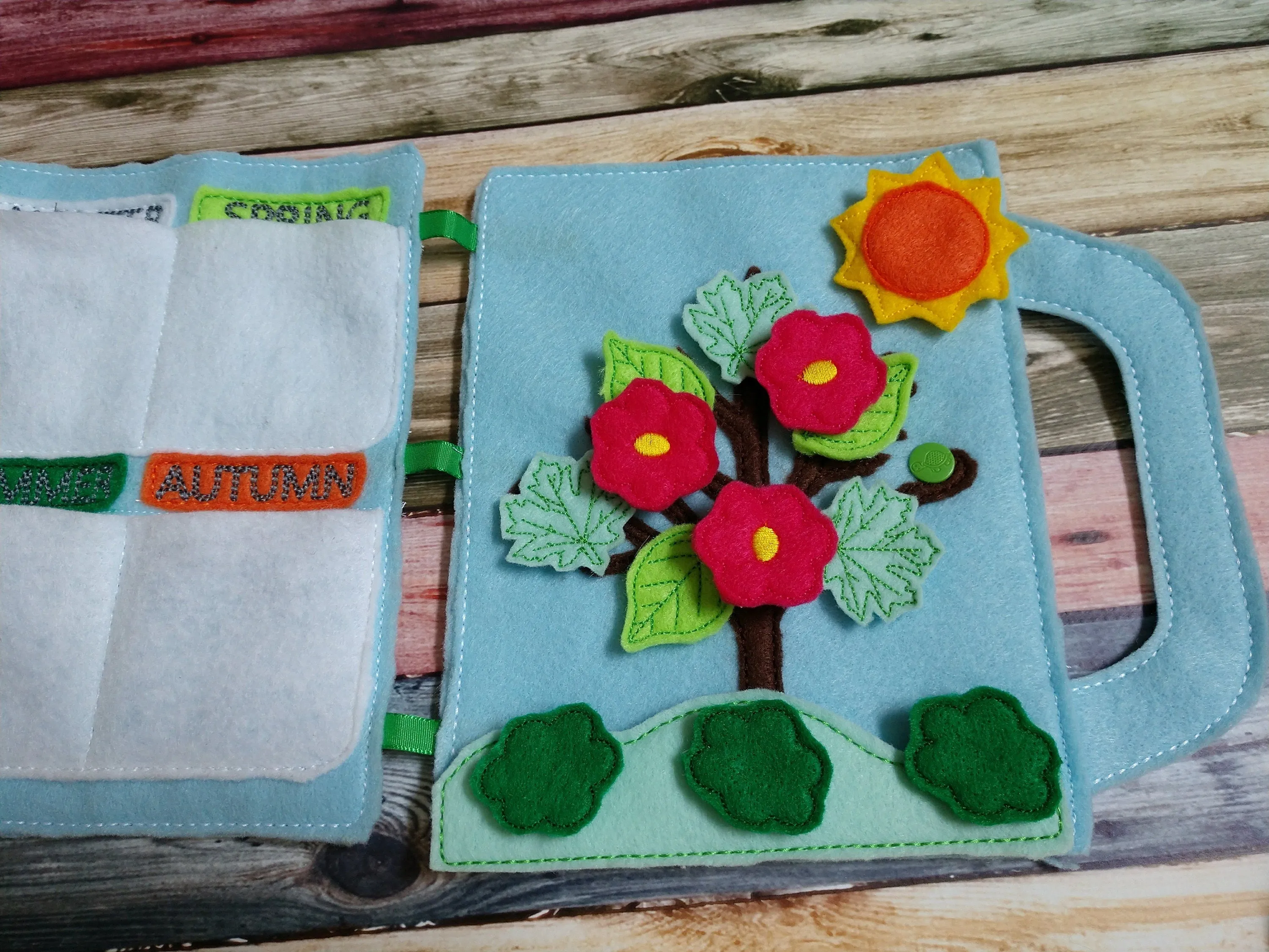 Four seasons quiet book - felt activity board - learning quiet board - felt board - Autumn - Winter - Spring - Summer