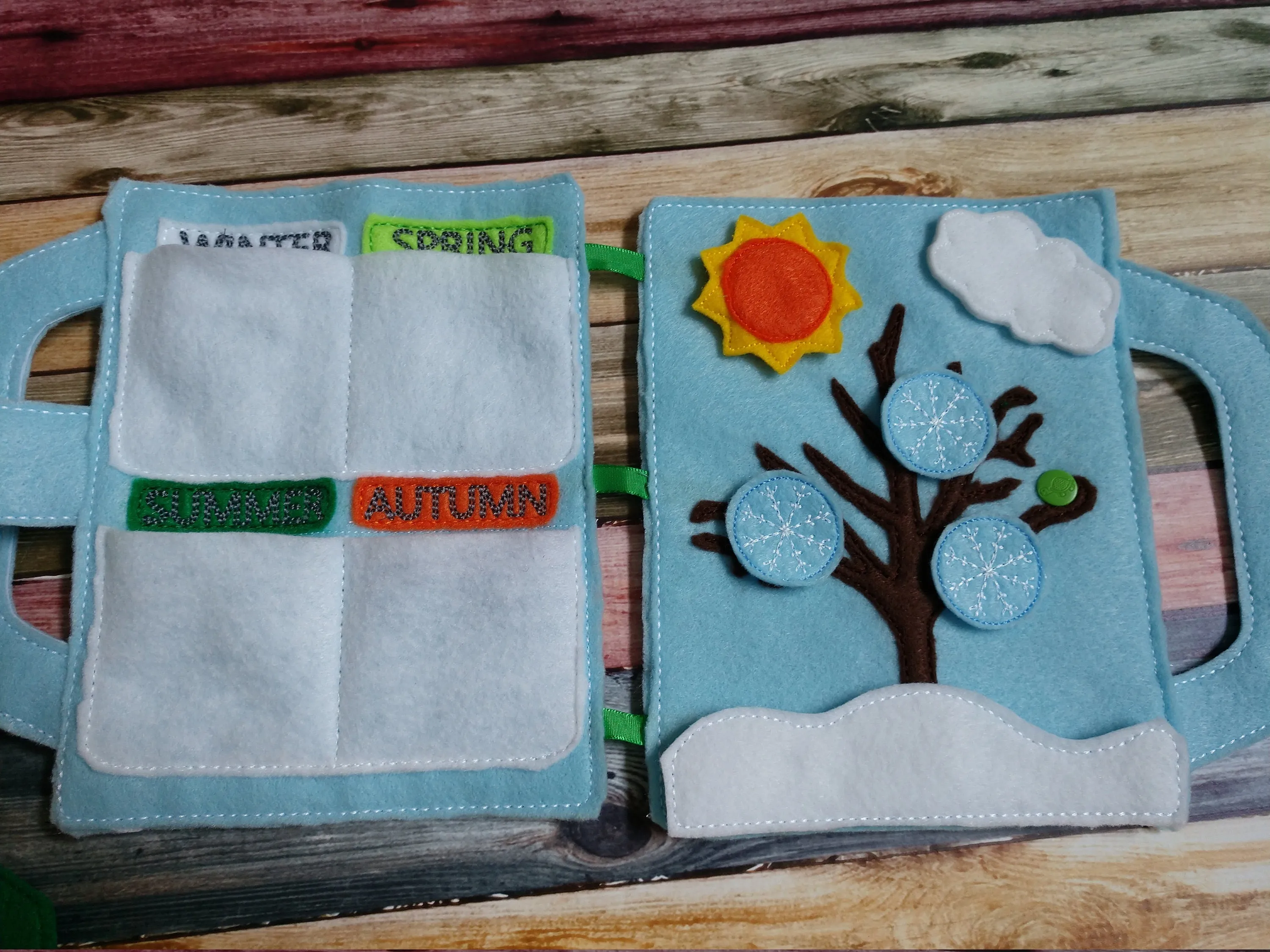 Four seasons quiet book - felt activity board - learning quiet board - felt board - Autumn - Winter - Spring - Summer