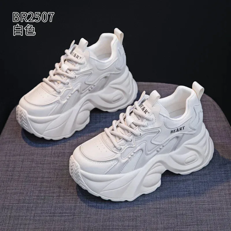 Fujin 8cm Air Mesh Genuine Leather Vulcanize Vulcanize High Brand Comfy Chunky Sneaker Loafer Spring Autumn Platform Women Shoes