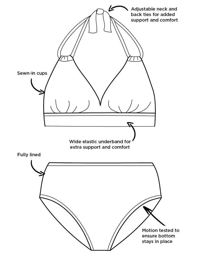 FULLFITALL - Black V-neck Halter Bikini Set