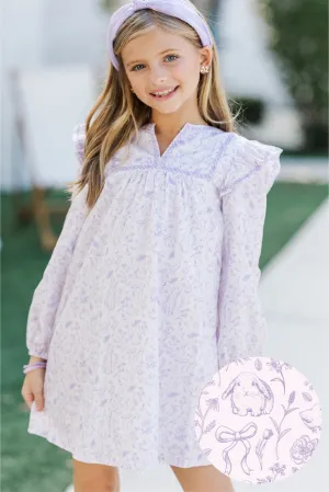 Girls: See It Through Lavender Toile Babydoll Dress