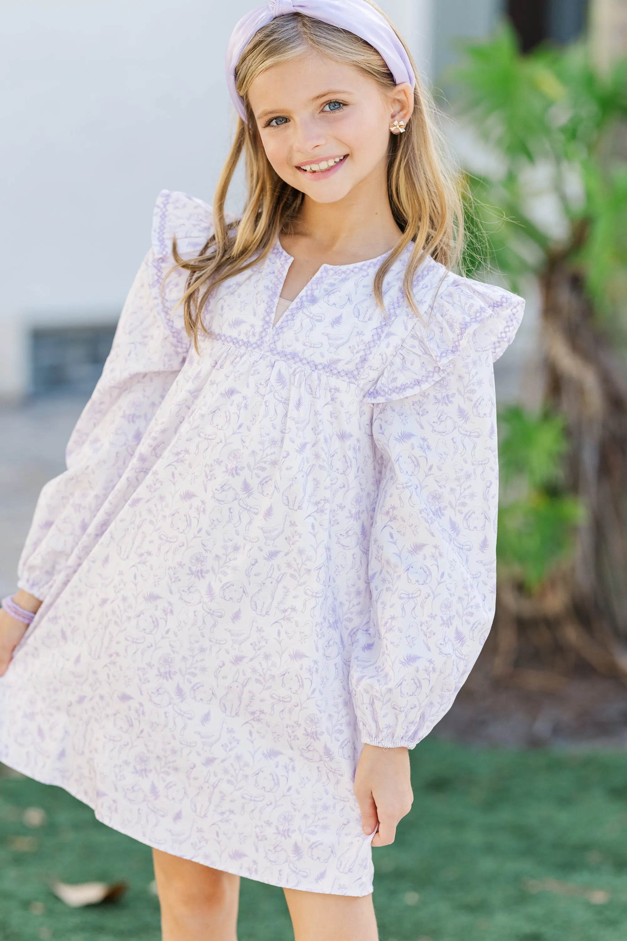 Girls: See It Through Lavender Toile Babydoll Dress
