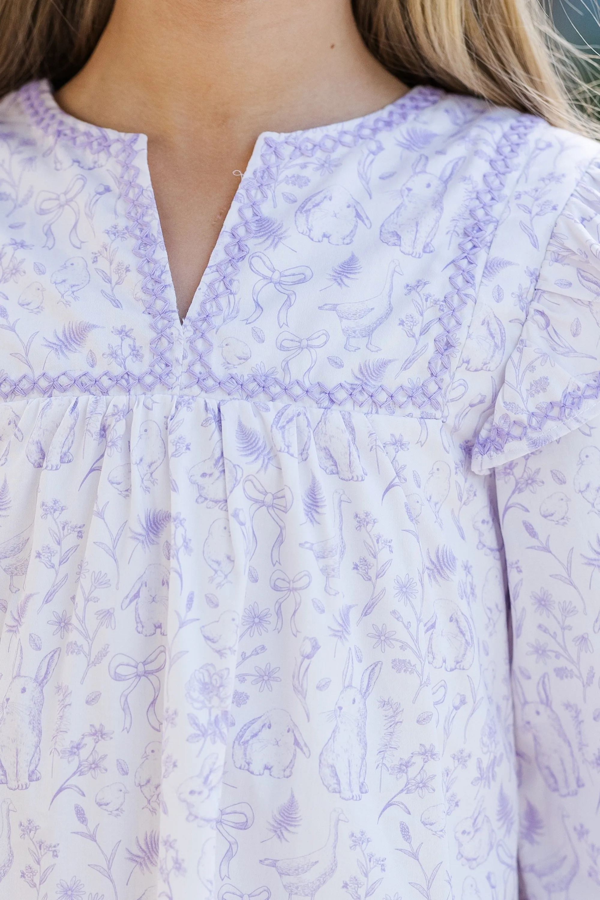 Girls: See It Through Lavender Toile Babydoll Dress