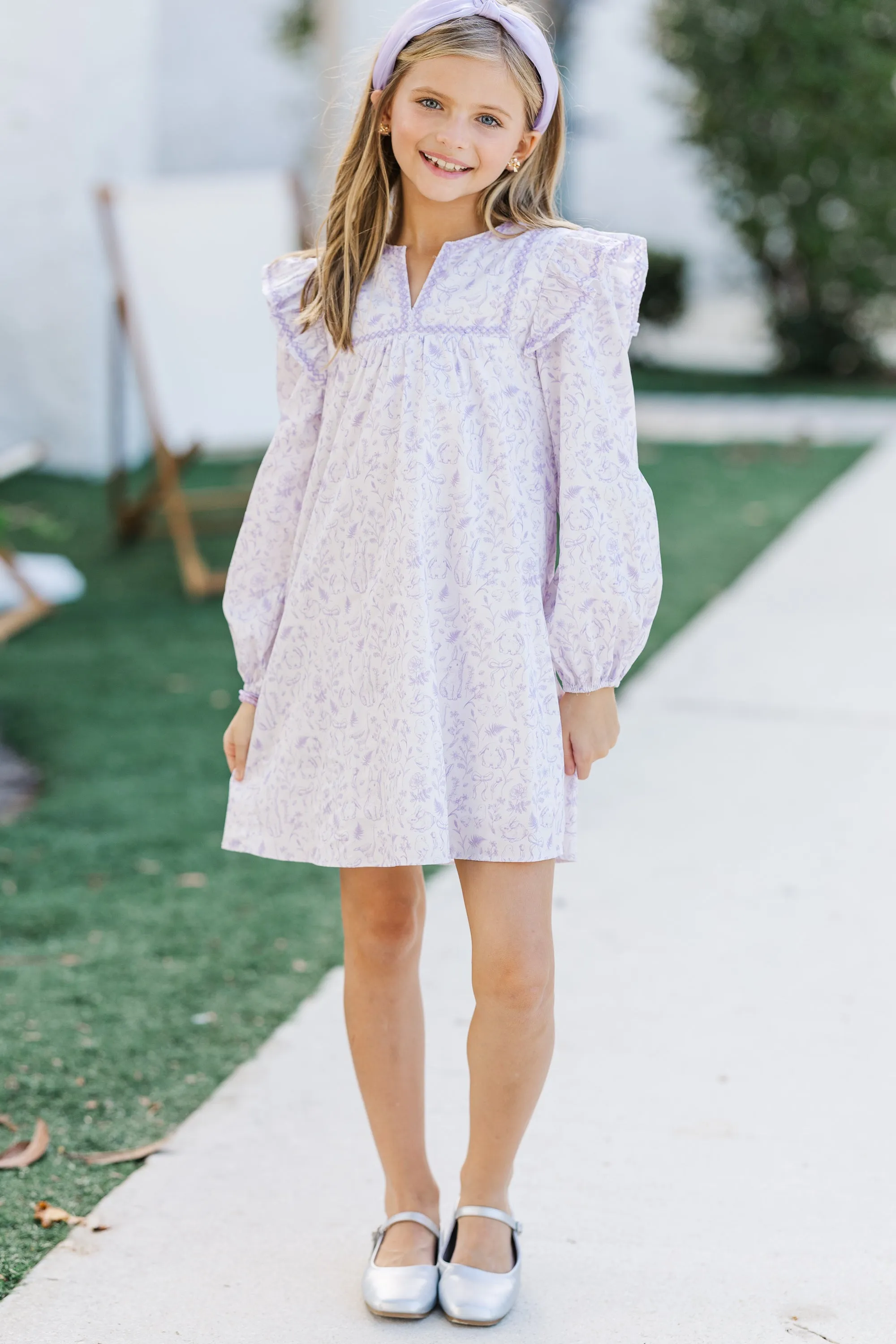 Girls: See It Through Lavender Toile Babydoll Dress