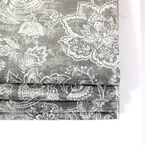 Gray white Vintage Floral Line Flat Roman Shade