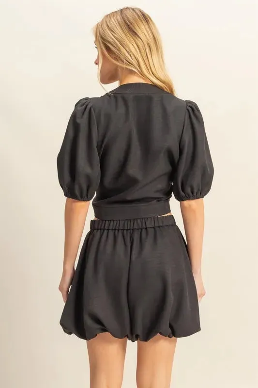 HYFVE Front Tie Top and Bubble Hem Shorts