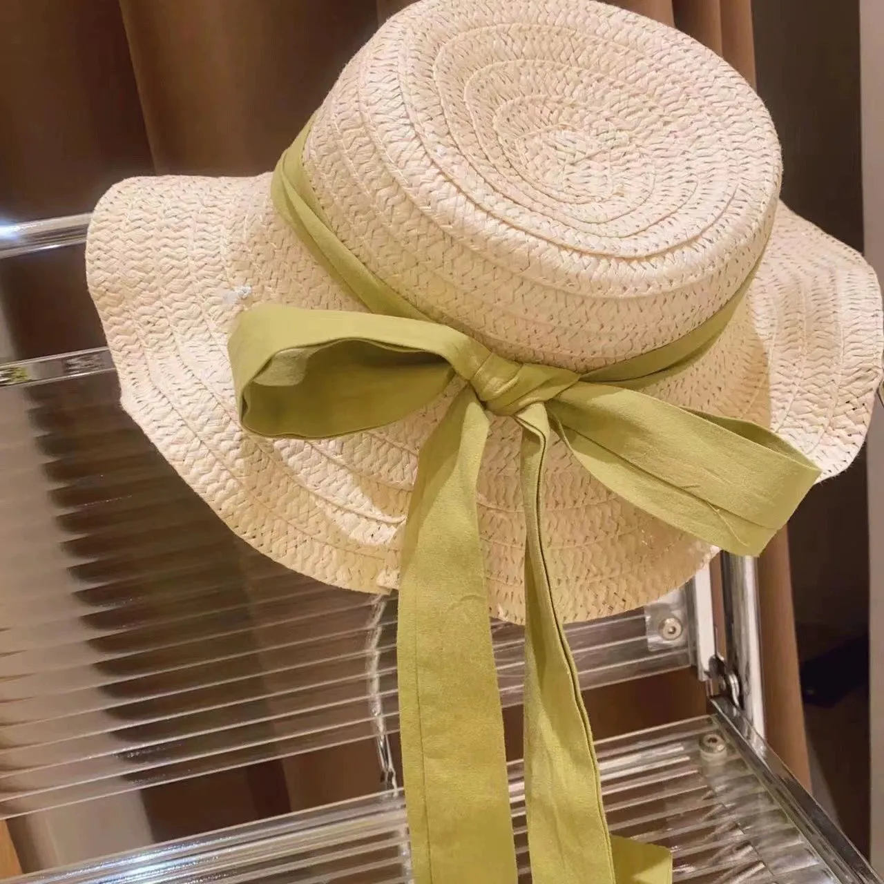 INSTOCK-Flat hat for kid's summer new style straw sun hat retro