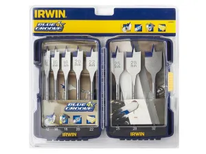 IRWIN Blue Groove 4X Wood Flat Bit Set 8 Piece 12-32Mm
