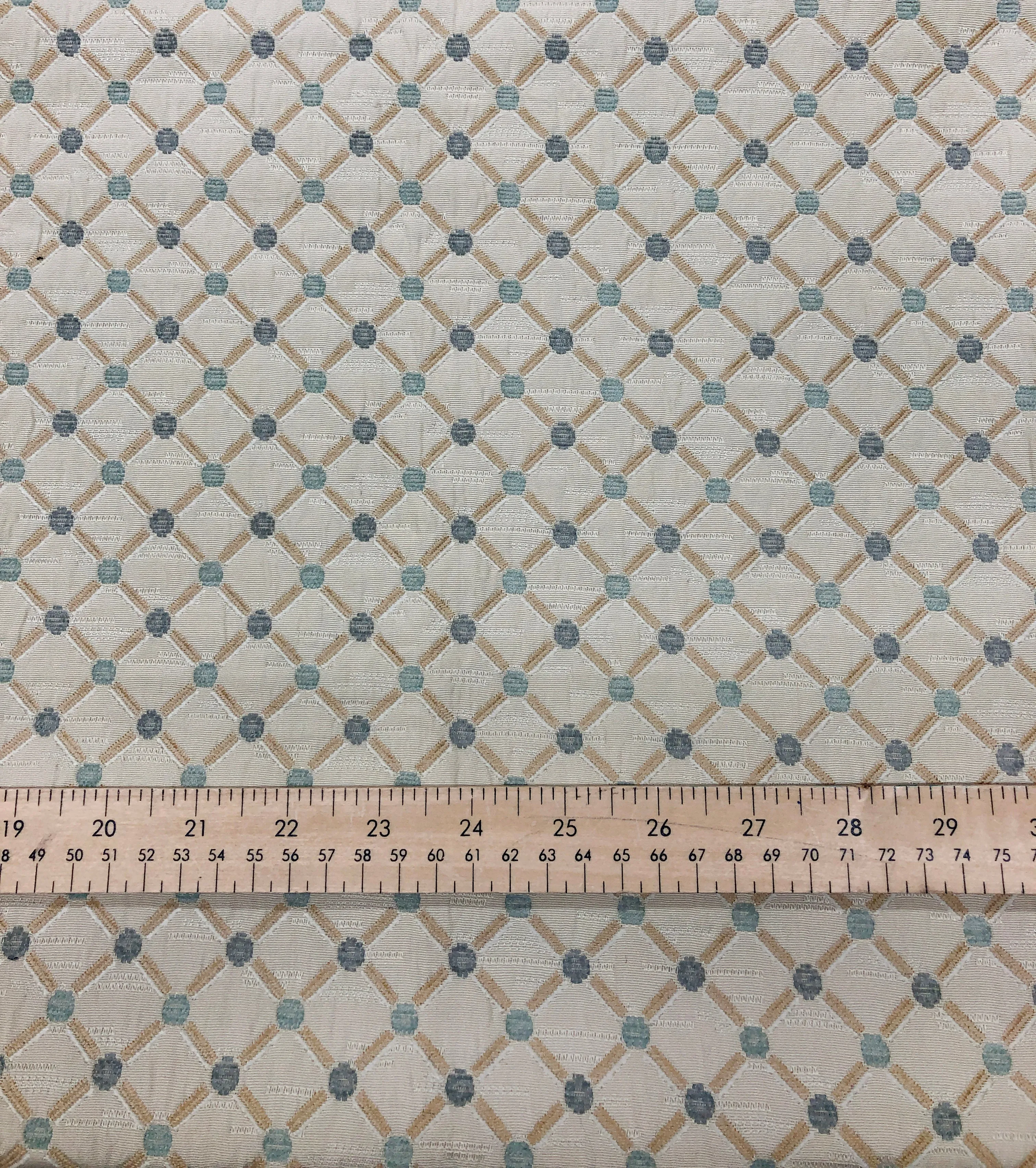 Ivory Beige Diamond Dot Damask Jacquard Flat Roman Shade