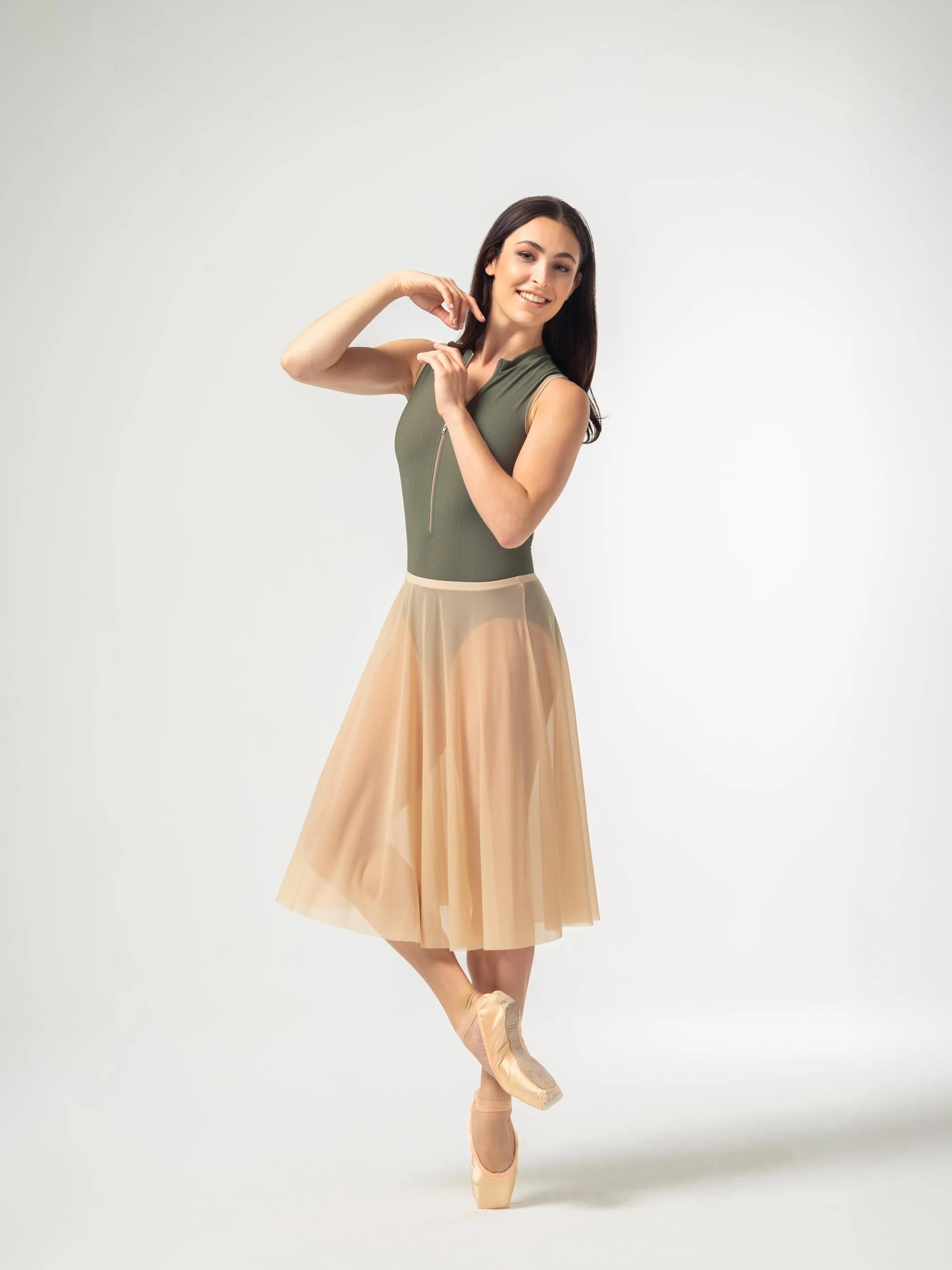 Ivory Cream Long Mesh Skirt