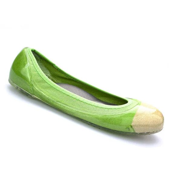ja-vie parrot green/gold jelly flats shoes