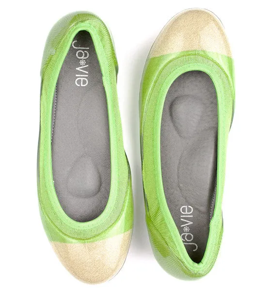 ja-vie parrot green/gold jelly flats shoes
