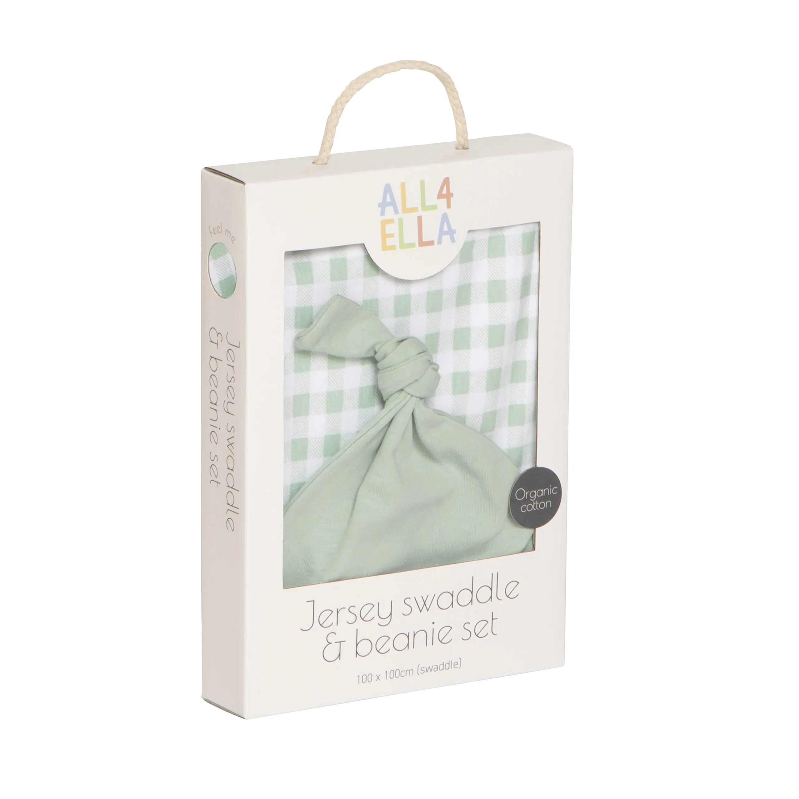 Jersey Wrap & Beanie set - Gingham Sage