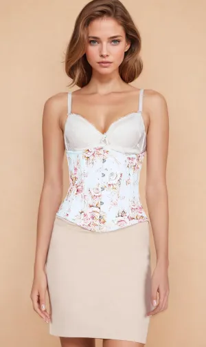 Kaliyah Waist Training Rose Print Cotton Corset