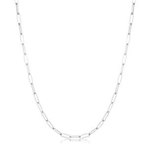 Kaylee 20” Silver Medium Paper Clip Chain Linked Necklace