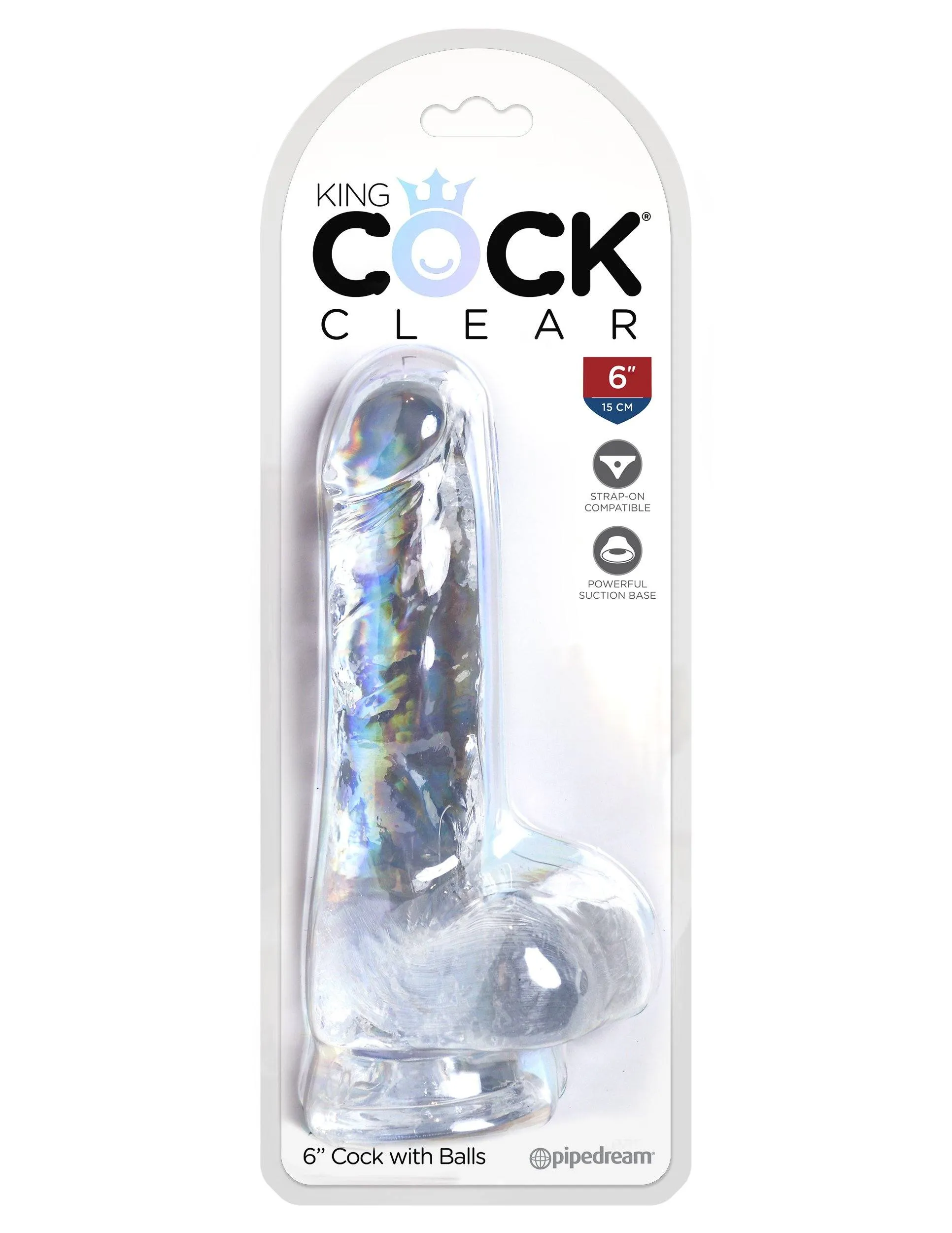 KING COCK 6 in. with Balls Clear REALISTIC DILDO