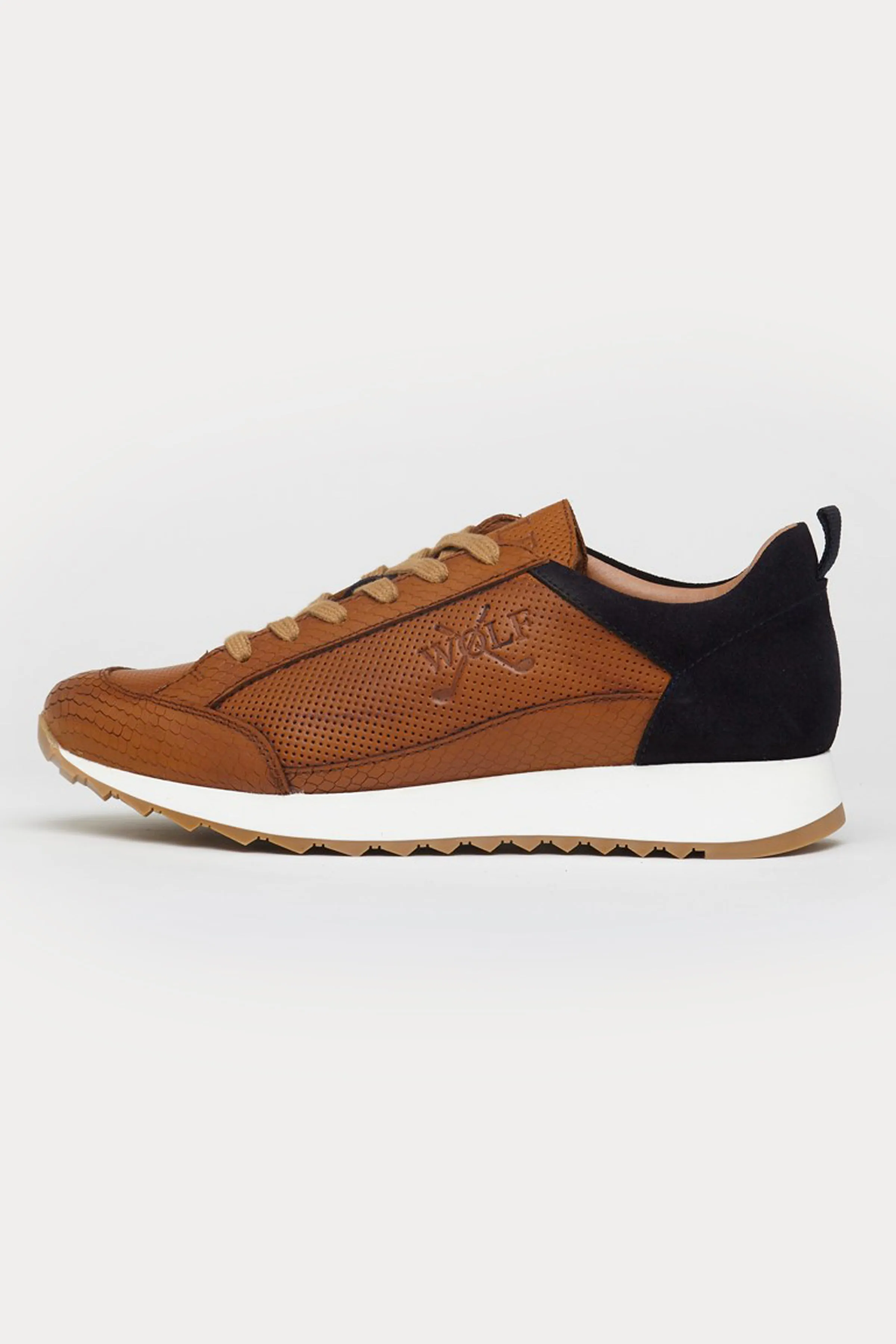 King’s Cross Leather Trainers in Tan/Black