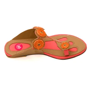 Ladly Indian Kolhapuri Pink colour Chappal for Women, Flat Sandals & Ethnic Slippers for Girls