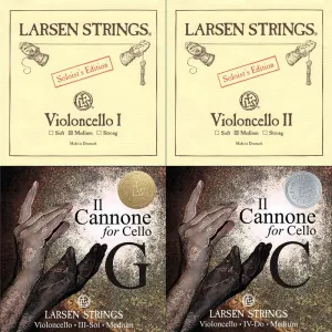 Larsen Solo/Il Cannone Cello Combination String Set 4/4 - Larsen Solo A   D (Med) & Il Cannone G (W&B) & Il Cannone C (D&F)