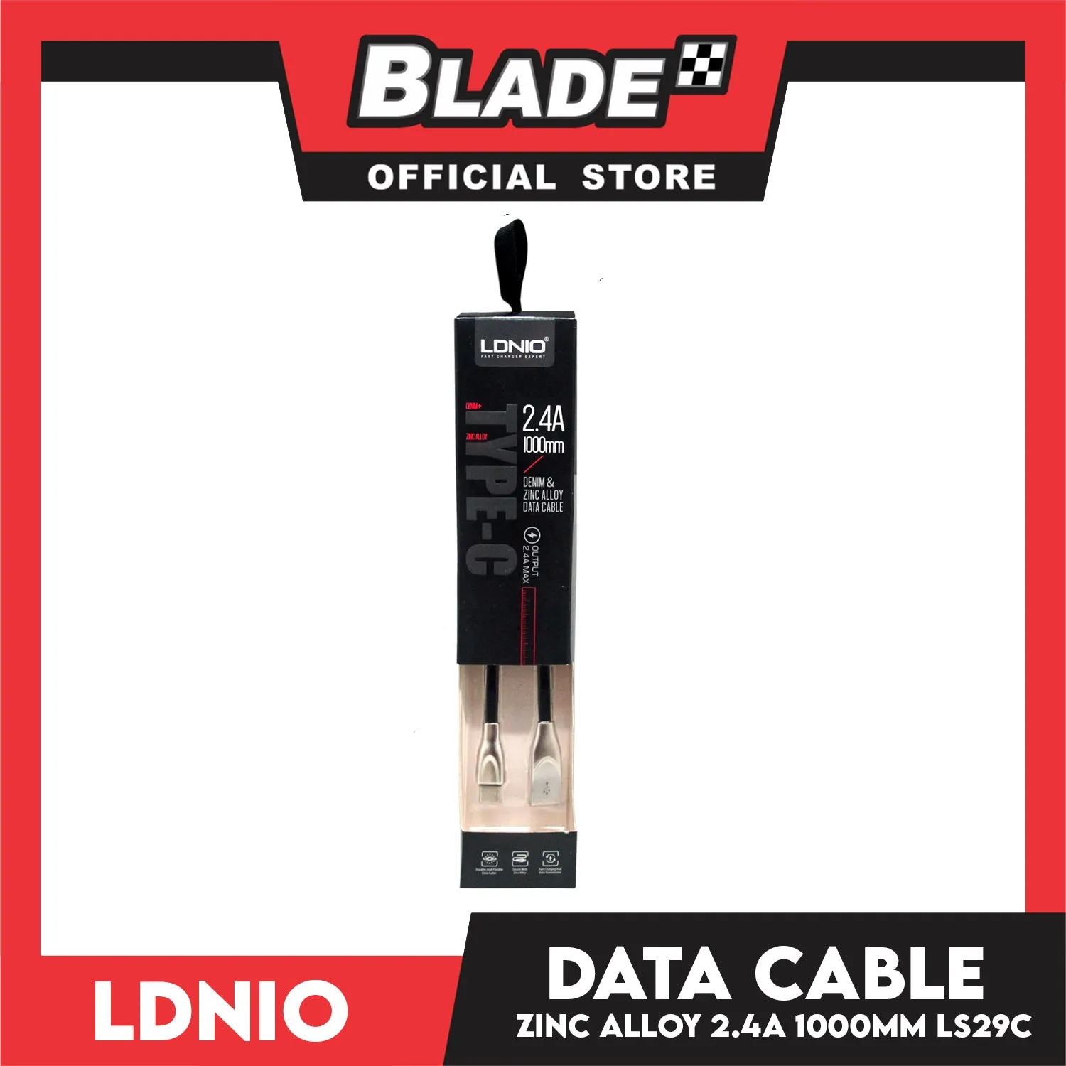 Ldnio Zinc Alloy Charging and Data Cable 2.4A Type-C USB Denim 1000mm LS29C for Android: Samsung, Huawei, Xiaomi, Oppo