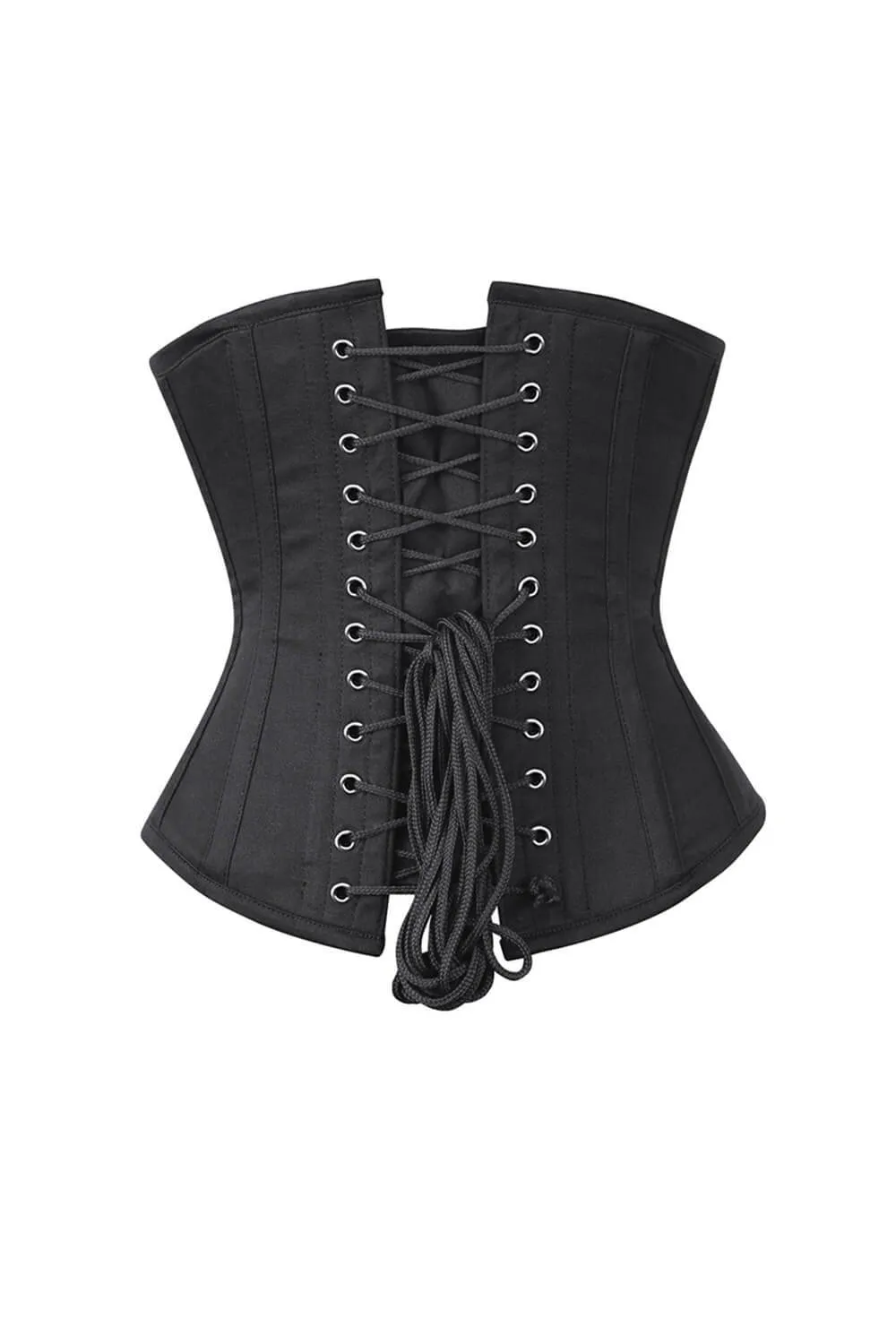 Long Line Black Waist Shaper Corset in 100% Cotton