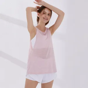 Maia Sleeveless Split Back Lightweight Knit Tank Top