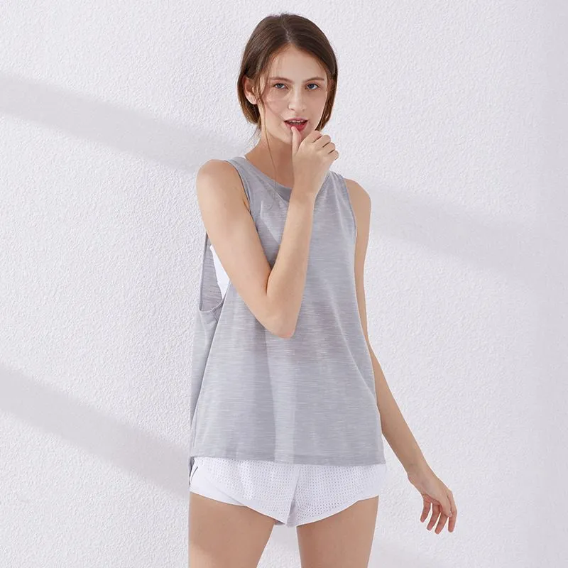Maia Sleeveless Split Back Lightweight Knit Tank Top
