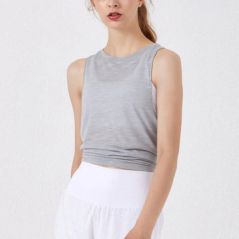 Maia Sleeveless Split Back Lightweight Knit Tank Top