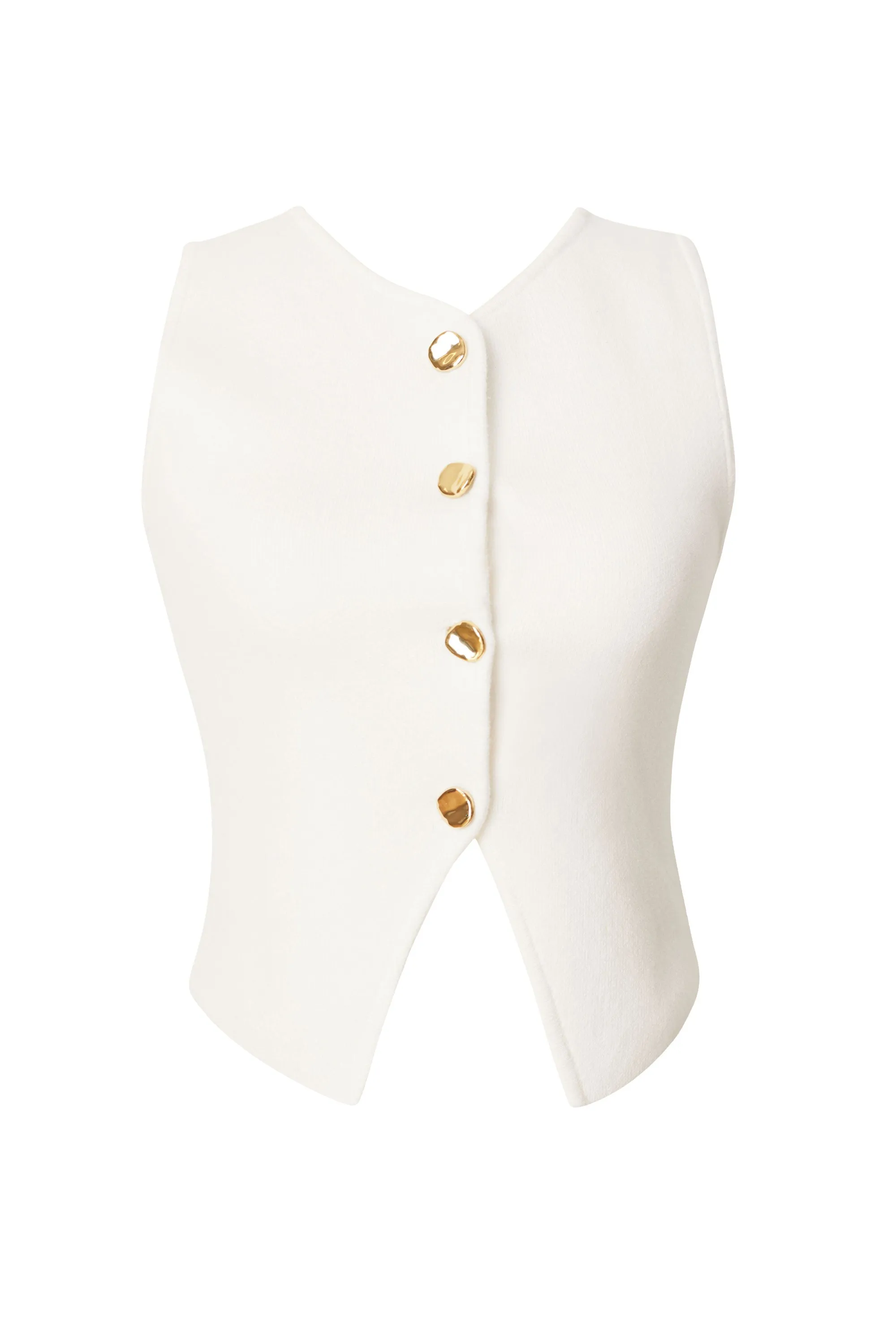 Marcia White Gold Button Vest Top