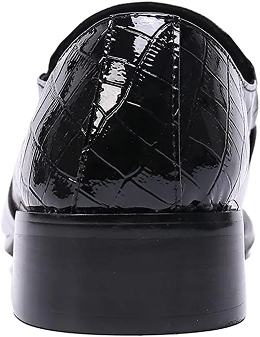 Men's Crocodile Western Loafers Metal-Strapped