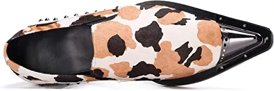 Men's Suede Western Loafers Polka Dots Rivet