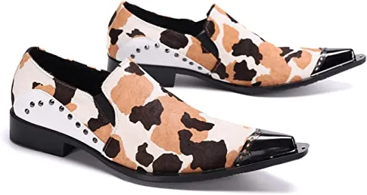 Men's Suede Western Loafers Polka Dots Rivet
