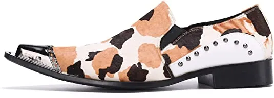 Men's Suede Western Loafers Polka Dots Rivet