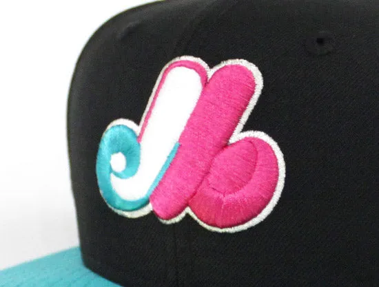 Montreal Expos New Era 59Fifty Fitted Hats (South Beach Color way Black Teal Magenta)