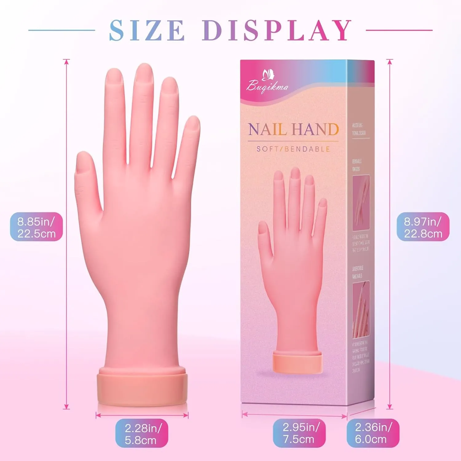 Nail Practice Hand for Acrylic Nails, Mannequin Hand for Nails Practice, Flexible Bendable Fake Hand Manicure Nail Practice Hand 1Pcs