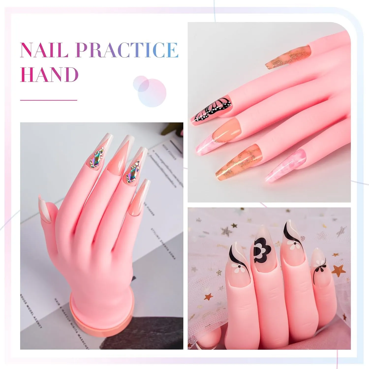 Nail Practice Hand for Acrylic Nails, Mannequin Hand for Nails Practice, Flexible Bendable Fake Hand Manicure Nail Practice Hand 1Pcs