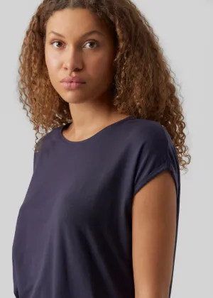Navy Cap Sleeve T Shirt
