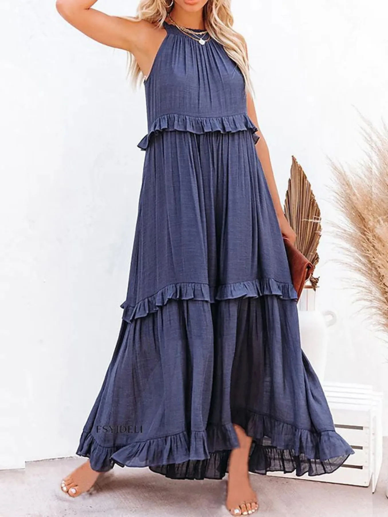 Navy Chloe Boho Maxi Dress