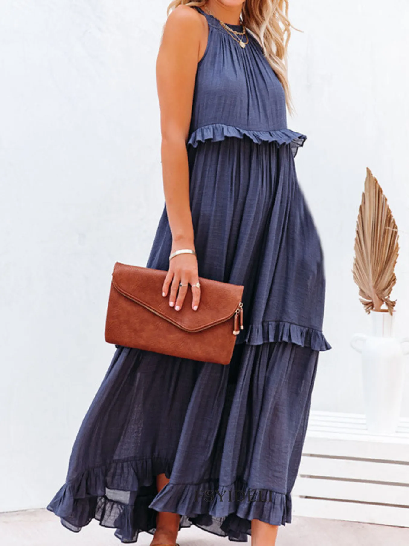 Navy Chloe Boho Maxi Dress