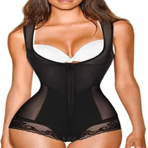 Nebility Women Waist Trainer Bodysuit Double Tummy Control Full Body Shapewear