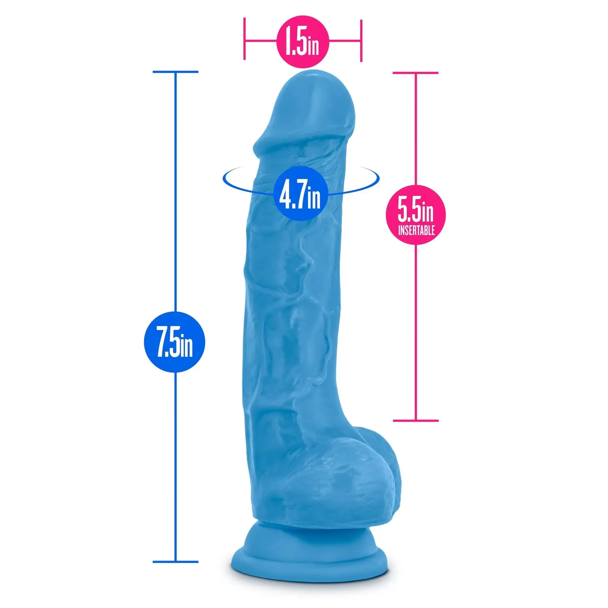 Neo Dual Density Cock With Balls 7.5in Neon Blue