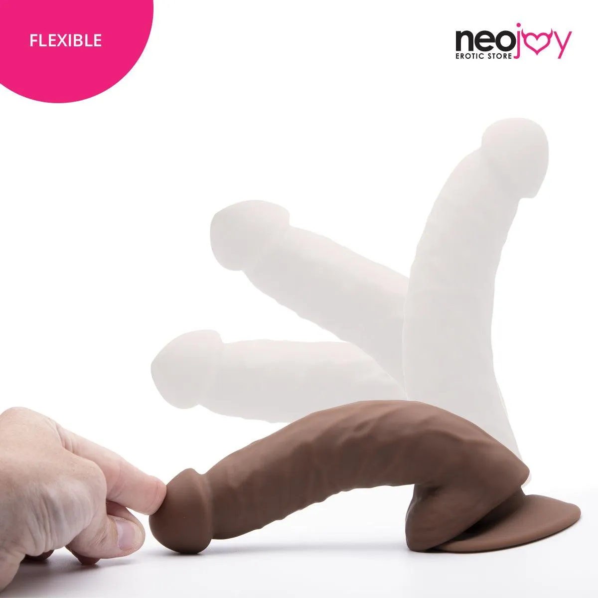 Neojoy - Curved Charmer Dildo With Strap-On Dong - Brown - 21.4cm - 8.4 inch