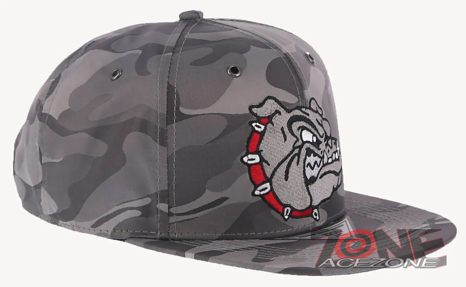 NEW! BULLDOG HEAD FLAT BILL SNAPBACK BASEBALL CAP HAT CAMOUFLAGE GRAY
