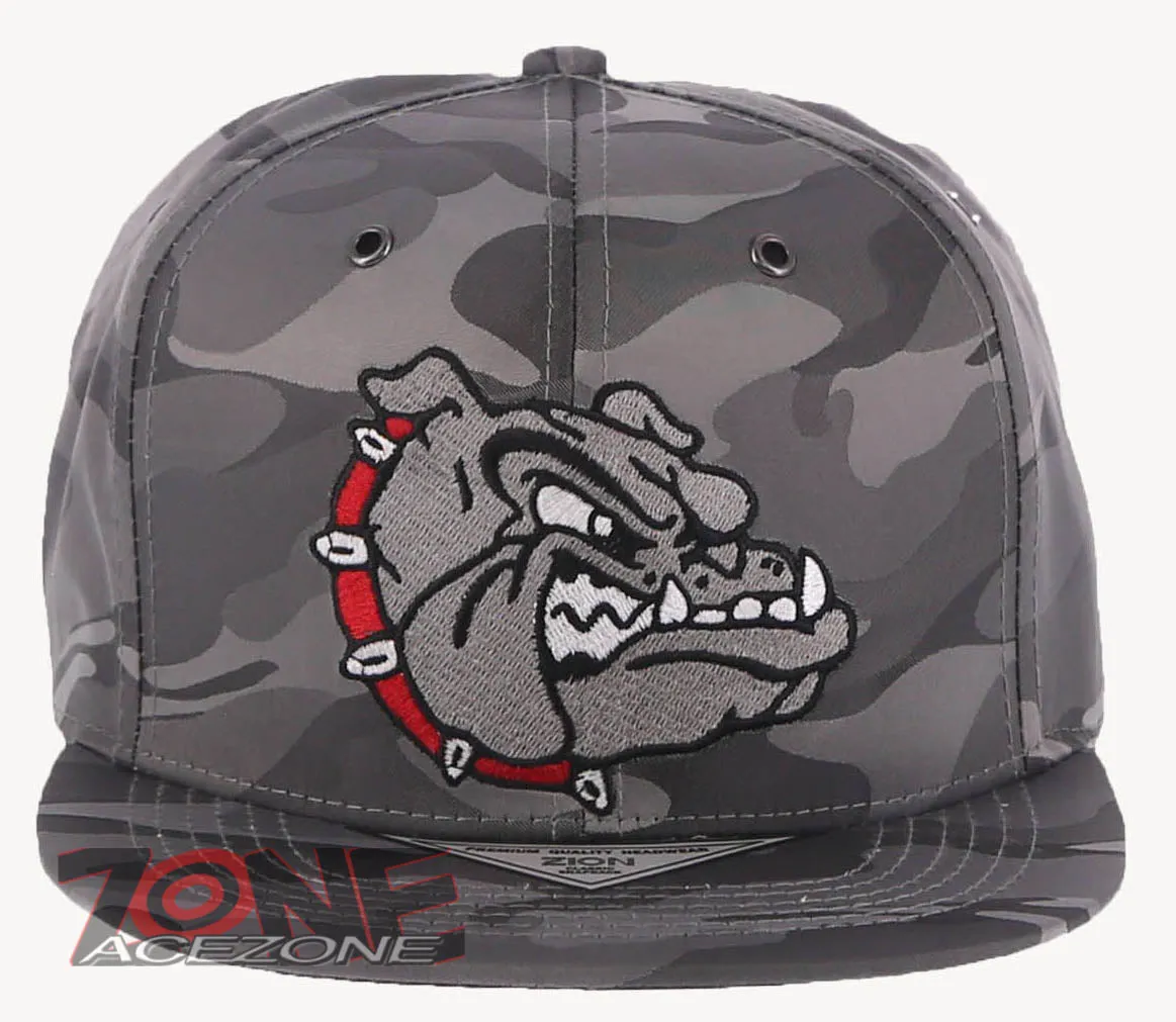 NEW! BULLDOG HEAD FLAT BILL SNAPBACK BASEBALL CAP HAT CAMOUFLAGE GRAY