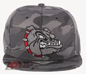 NEW! BULLDOG HEAD FLAT BILL SNAPBACK BASEBALL CAP HAT CAMOUFLAGE GRAY