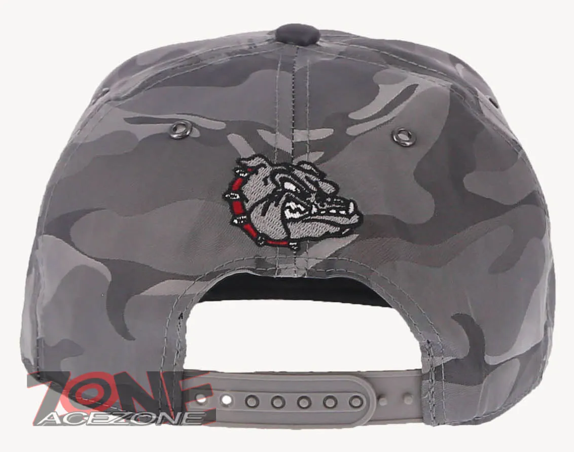 NEW! BULLDOG HEAD FLAT BILL SNAPBACK BASEBALL CAP HAT CAMOUFLAGE GRAY