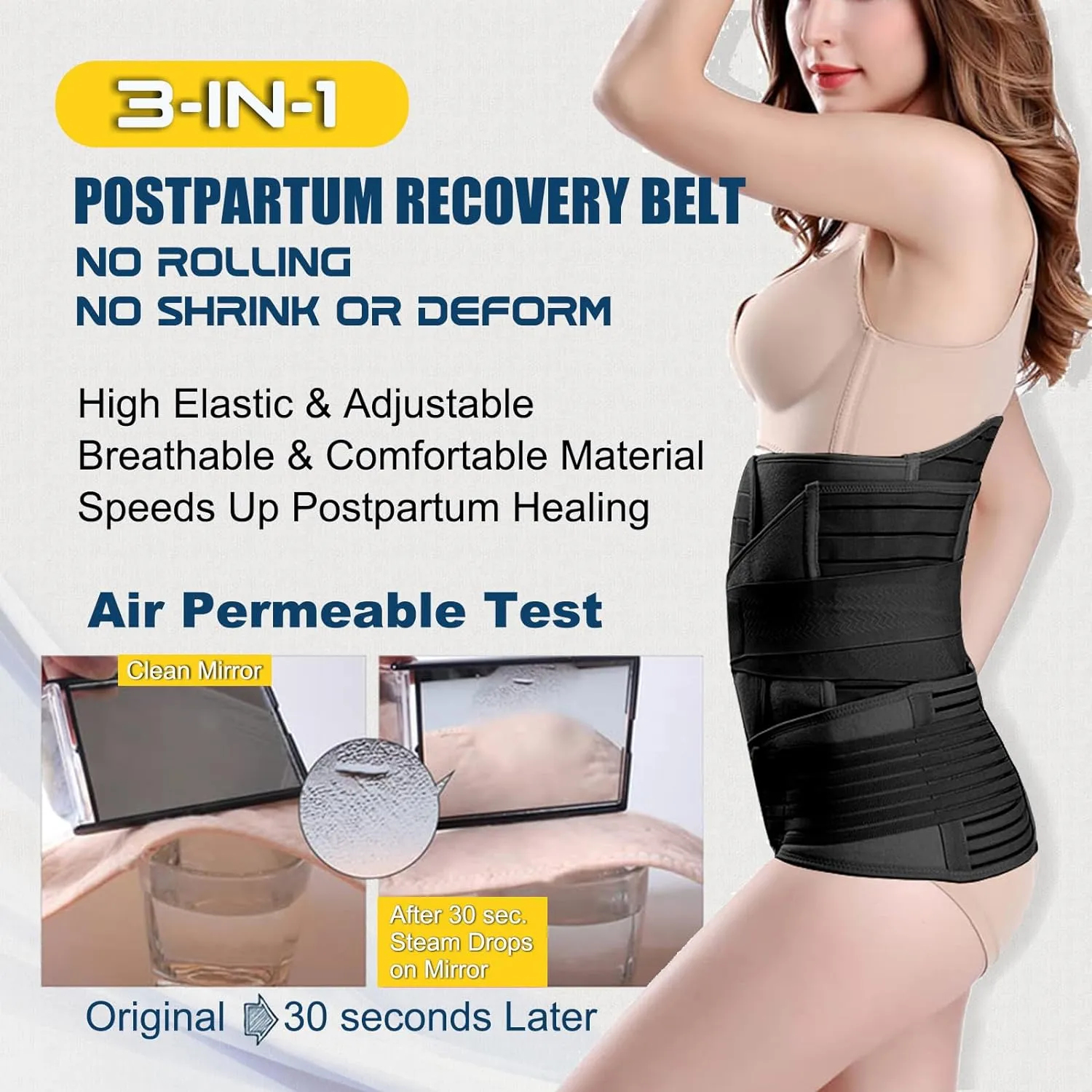 NEW ChongErfei 3 in 1 Postpartum Support - Recovery Belly/Waist/Pelvis Belt Shapewear Slimming Girdle, Black, Sz XXL