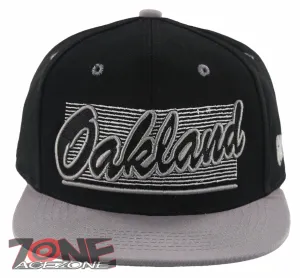 NEW! FLAT BILL OAKLAND CA STATE USA SNAPBACK BALL CAP HAT BLACK