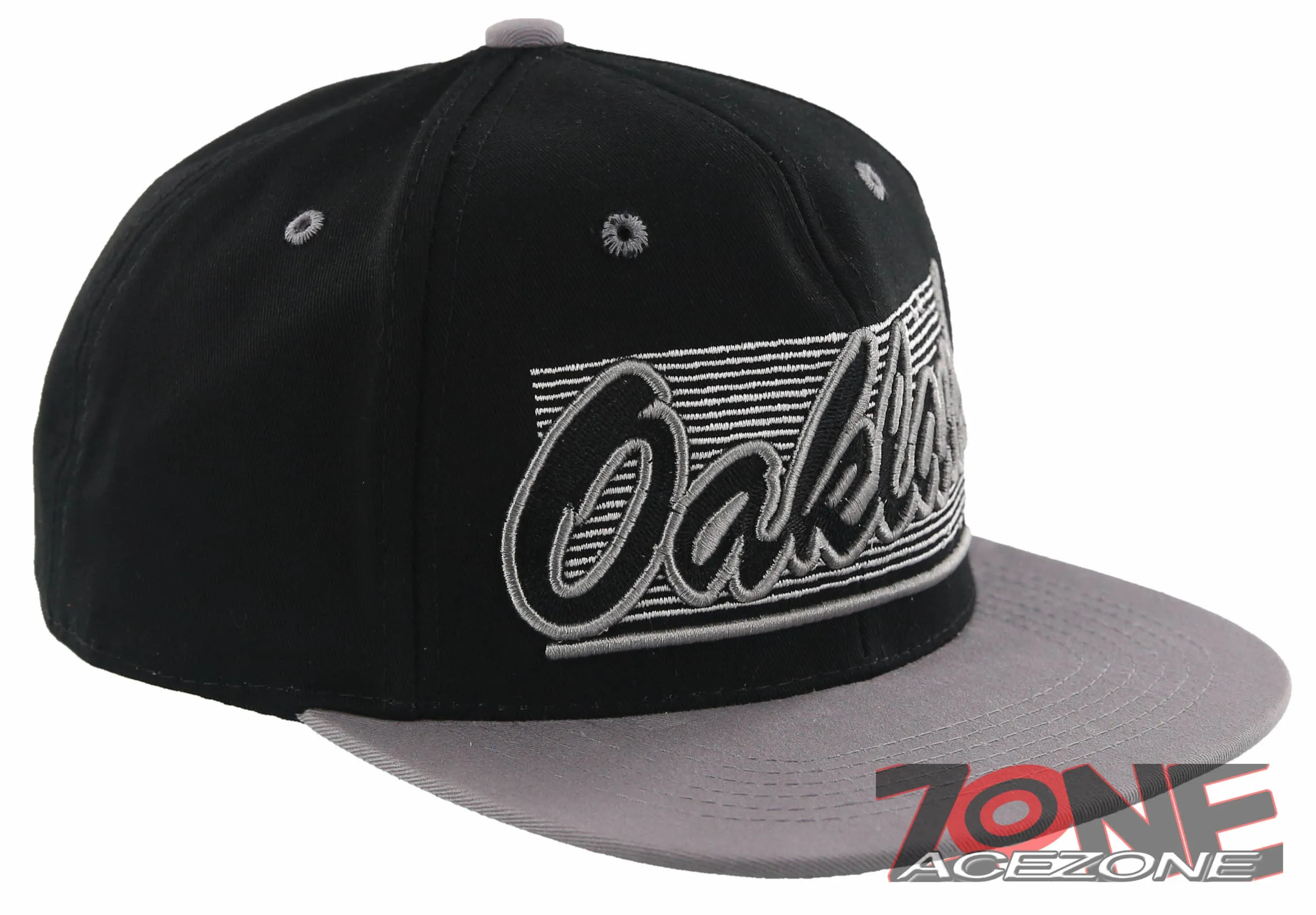 NEW! FLAT BILL OAKLAND CA STATE USA SNAPBACK BALL CAP HAT BLACK